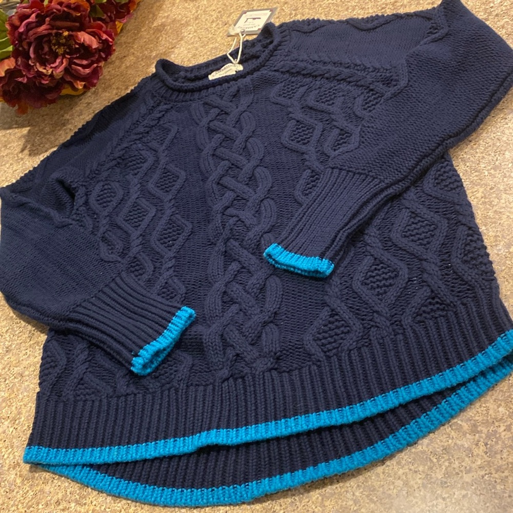 NWT Cambridge Dry Goods 100% Cotton Sweater Long Sleeve Blue Shades Small
